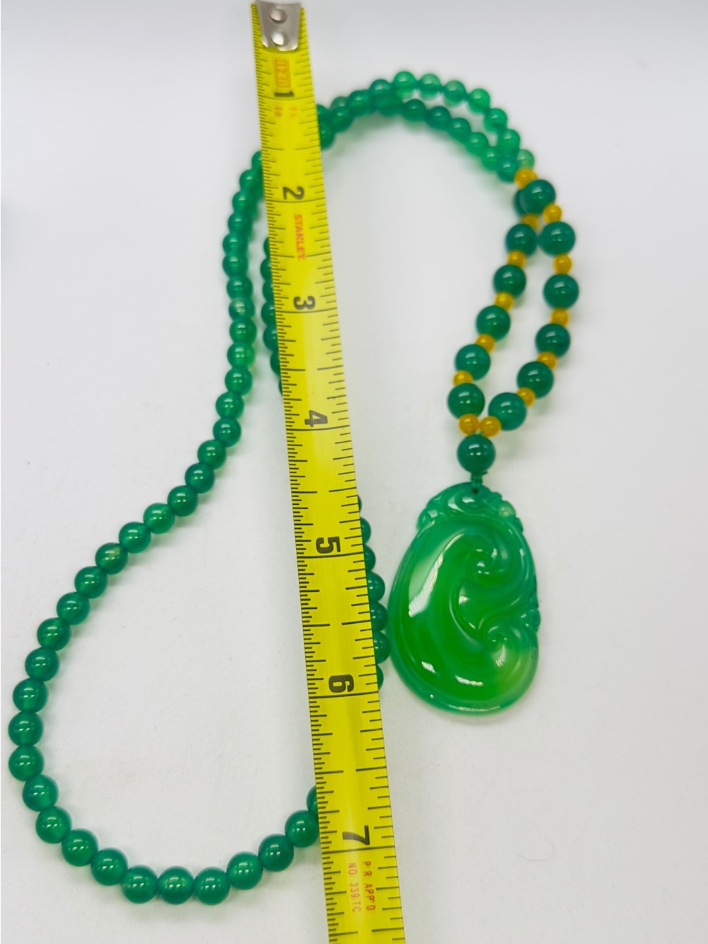 Ruyi Pendant Beaded Strand Necklace Ice Jadeite Chalcedony Agate  Green Beaded - Picture 4 of 4